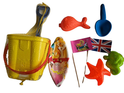 Bucket and spade sandcastle - and,